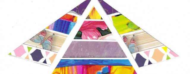 Collage art of Maslow's pyramid hierarchy of needs